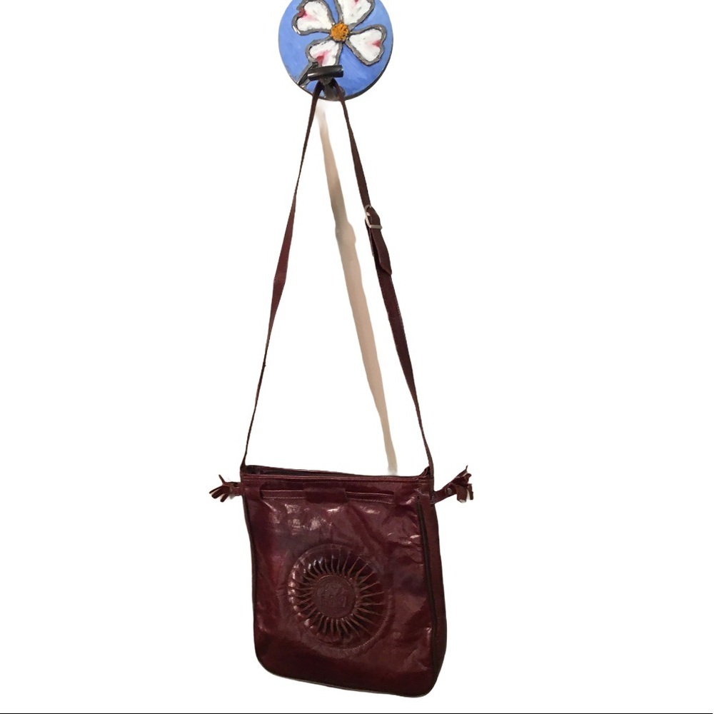 Rare Leather Crossbody Bag Sun & Camel Imprint